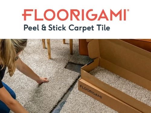 Floorigami Peel & Stick Carpet Tile advertisement